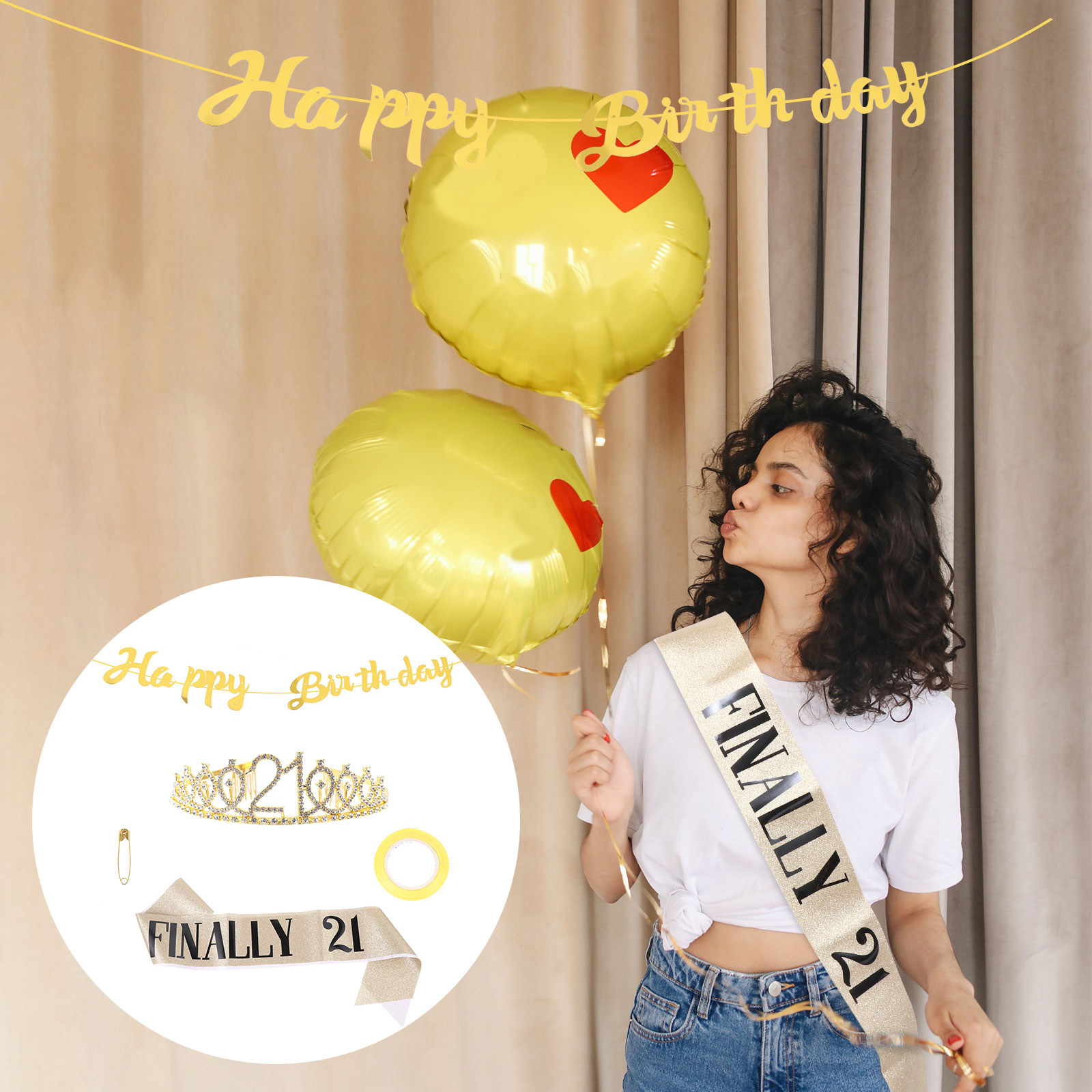 Birthday Sash Glitter - 1 Set de Corona de Cumpleaños