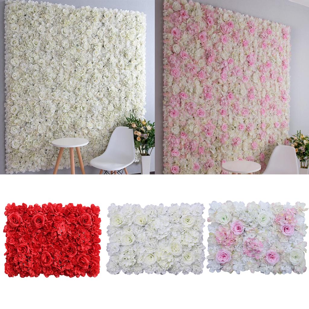Flower Wall Panel - Paneles de flores artificiales románticas para