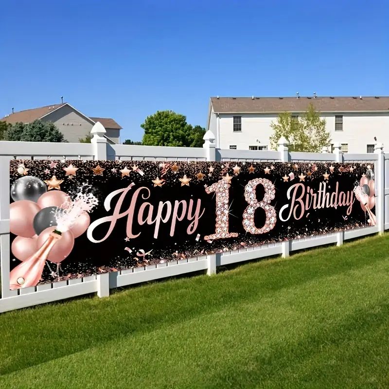 Party Banner Gold - Banner de Cumpleaños Número 18, Decoraciones