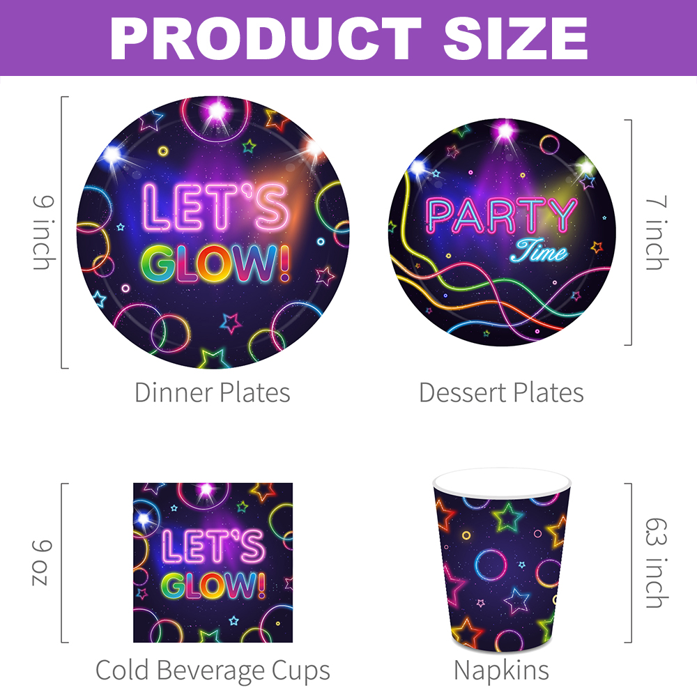 Let's Glow Party - Vajilla, Pl - Let'S Party Event Supply reseña y precio