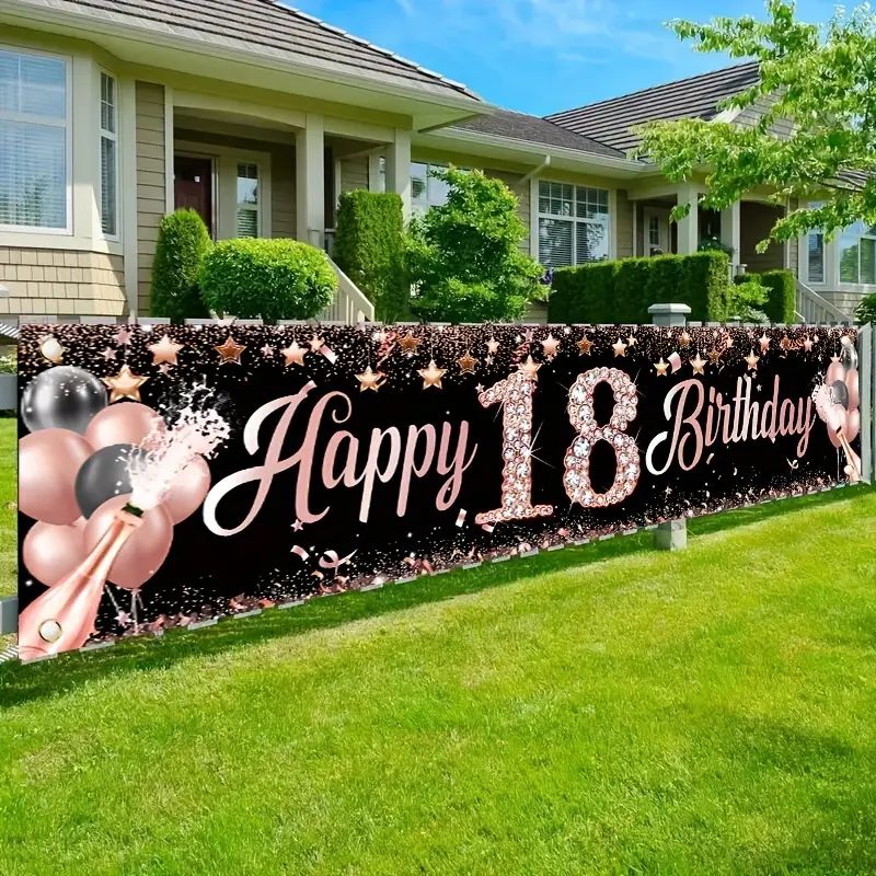 Banner de Cumpleaños Número 18 - Party Banner Gold reseña y precio